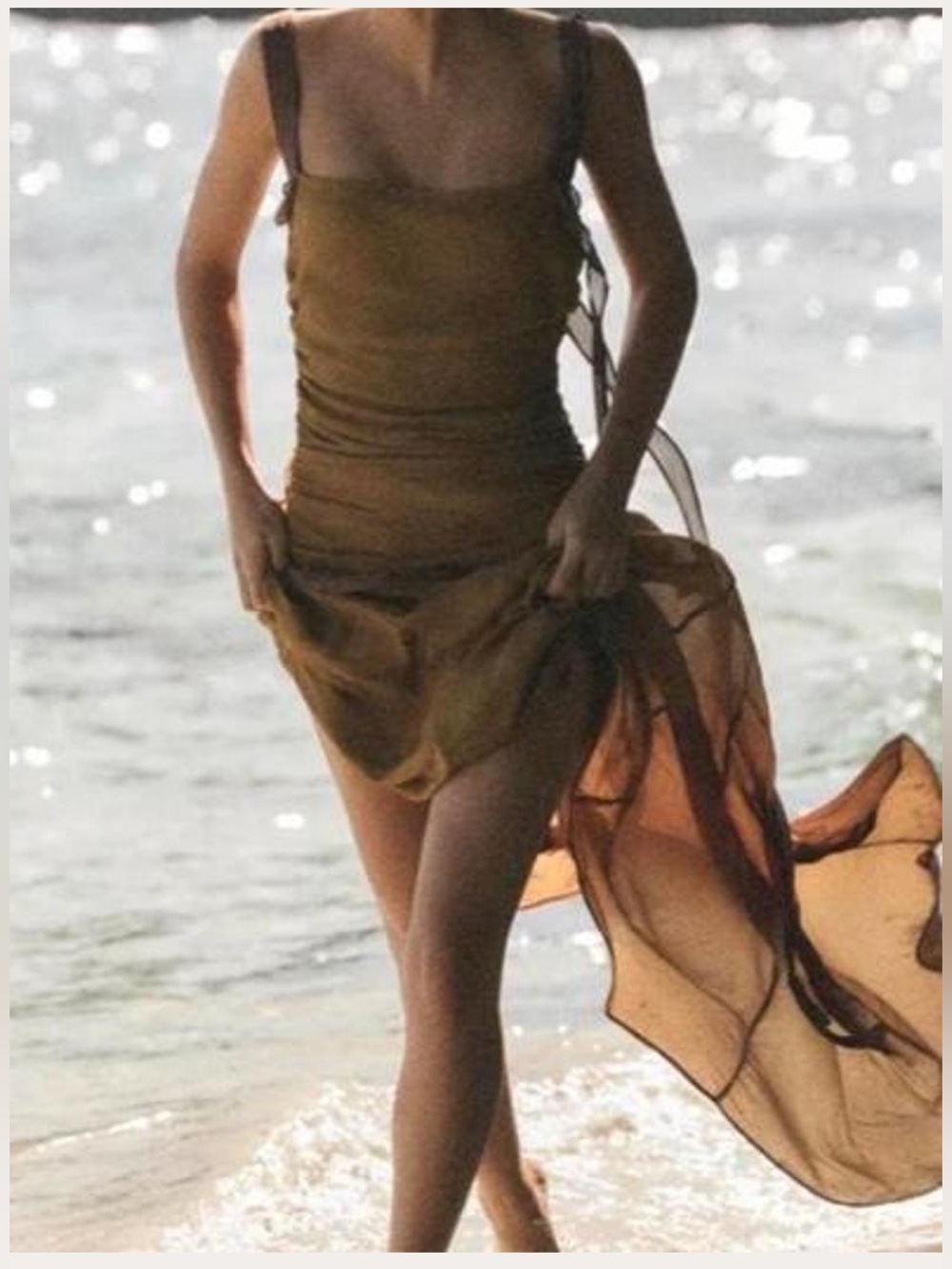 Zara golden brown flowy dress size small